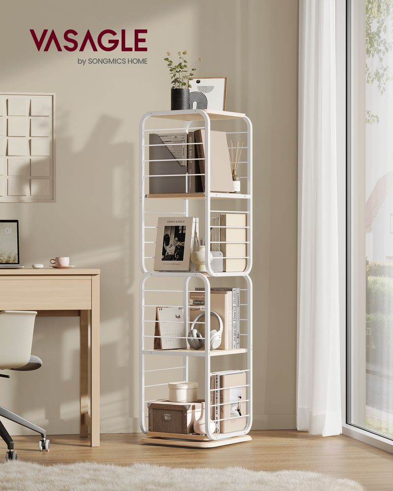 Boekenkast - Woonkamerkast - 4 lagen - Met Boekensteunen - Hout - Wit