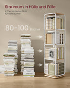 Boekenkast - Woonkamerkast - 4 lagen - Met Boekensteunen - Hout - Wit