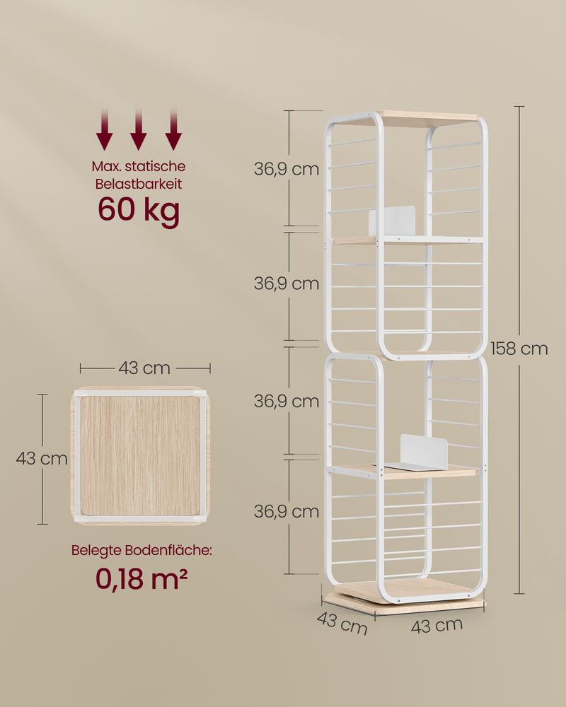 Boekenkast - Woonkamerkast - 4 lagen - Met Boekensteunen - Hout - Wit