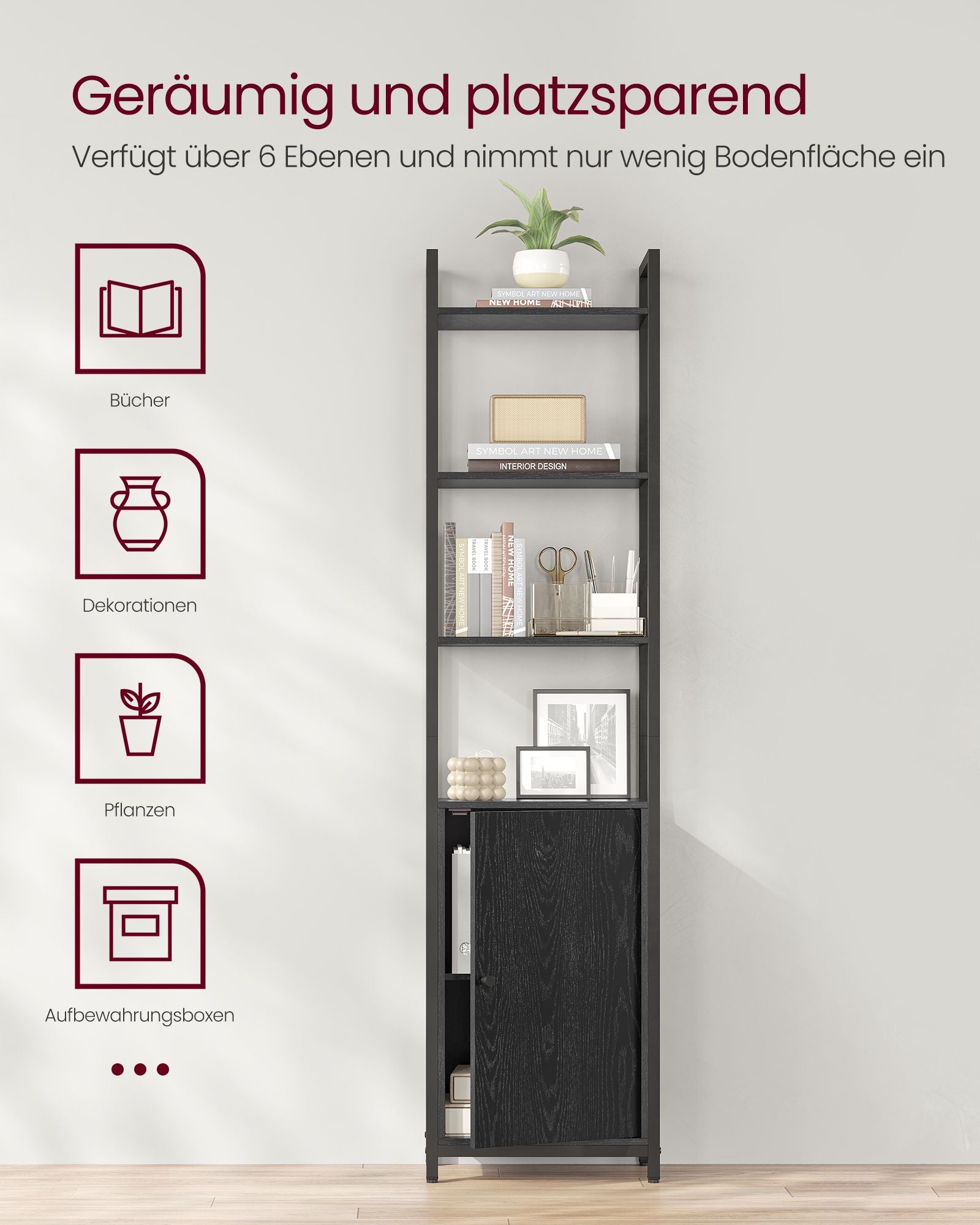 Boekenkast 24 X 40 X 159,5 Cm Ebbenhout Zwart-Inktzwart