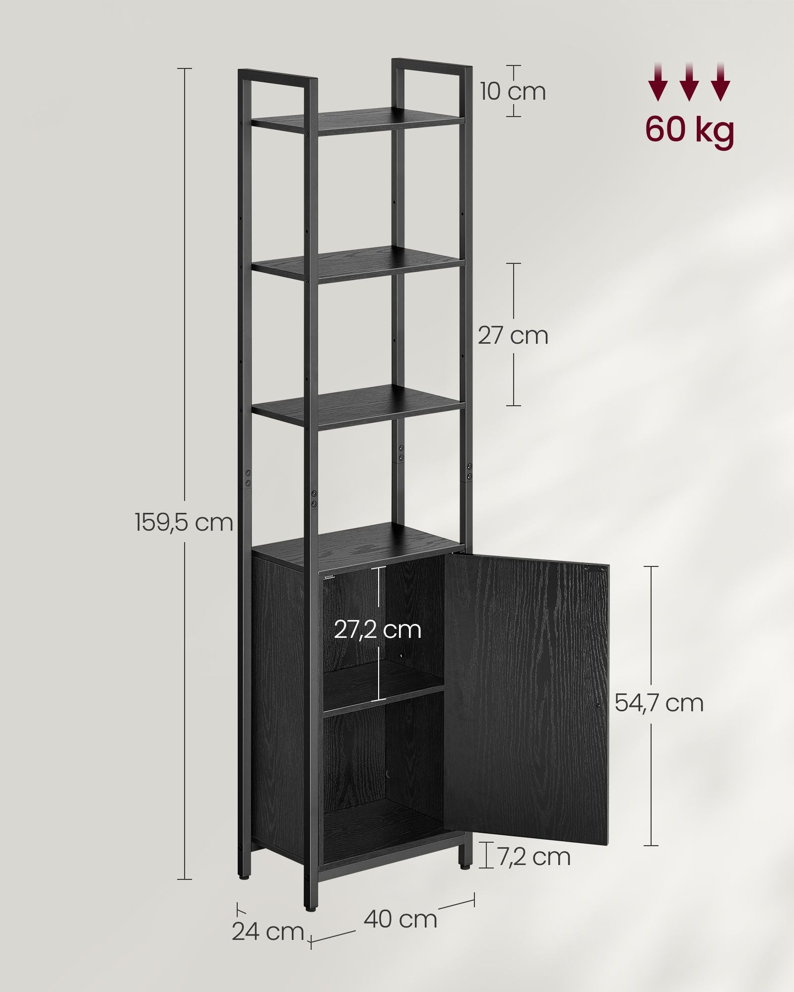 Boekenkast 24 X 40 X 159,5 Cm Ebbenhout Zwart-Inktzwart