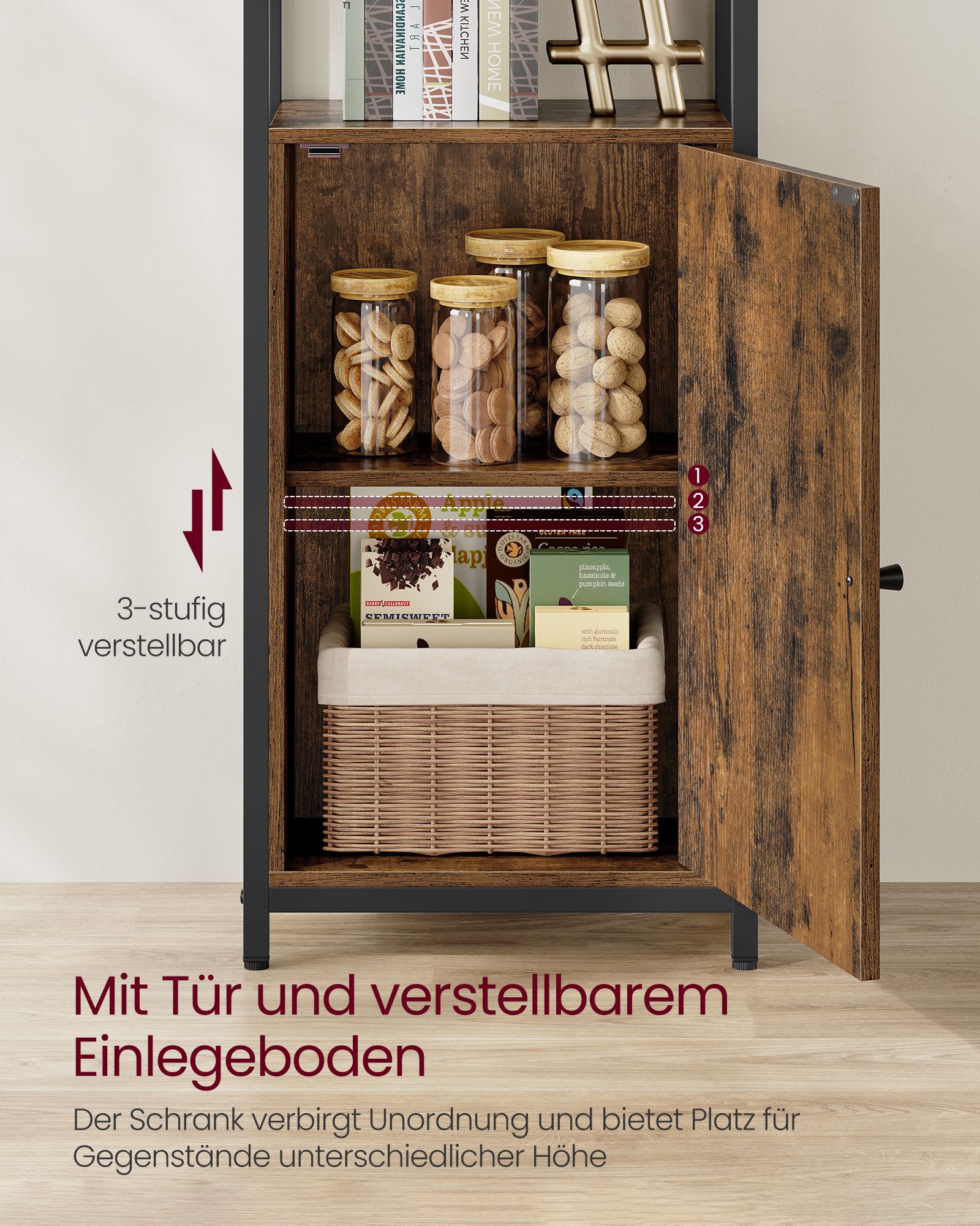 Boekenkast 24 X 40 X 159,5 Cm Vintage Bruin-Inktzwart