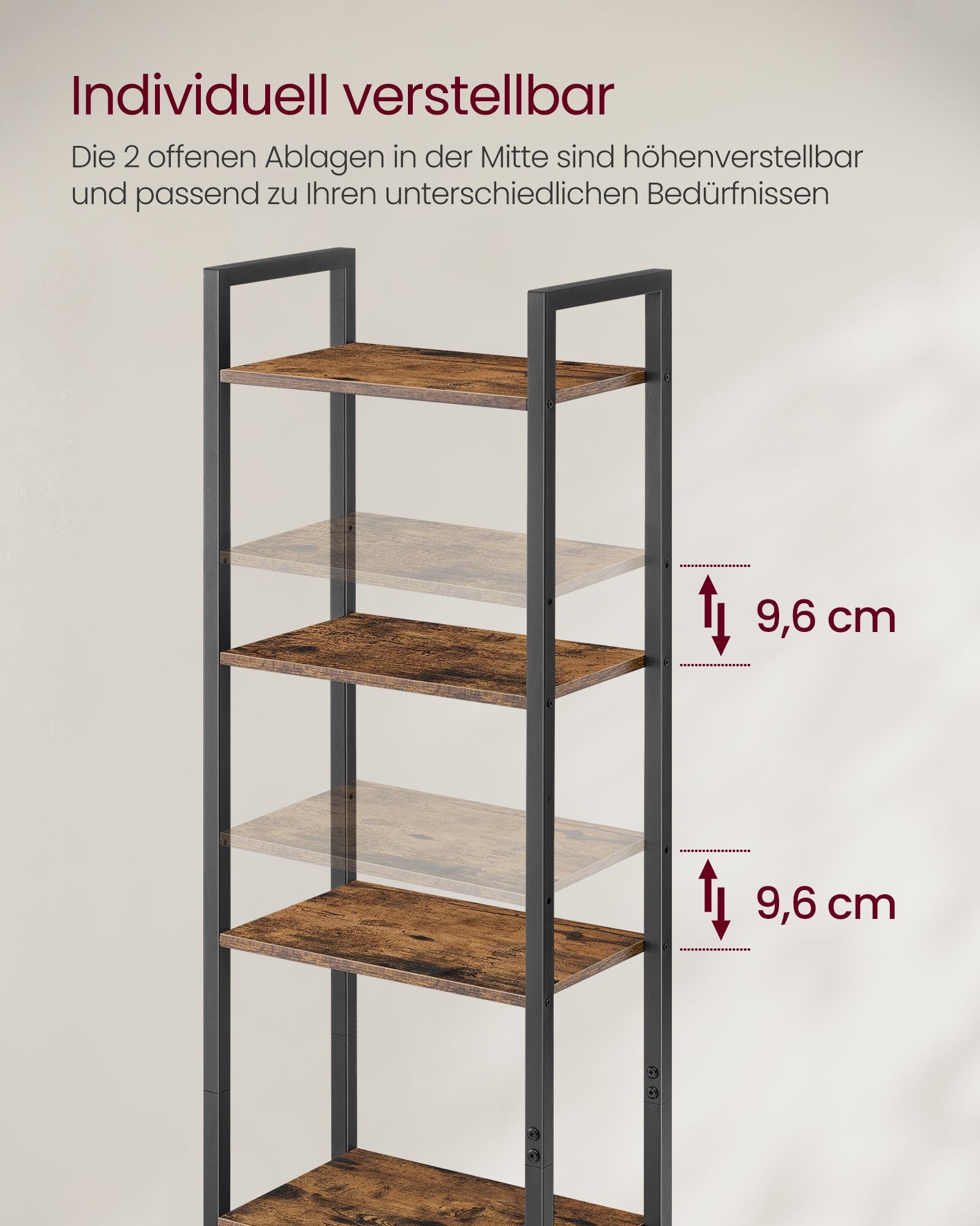Boekenkast 24 X 40 X 159,5 Cm Vintage Bruin-Inktzwart
