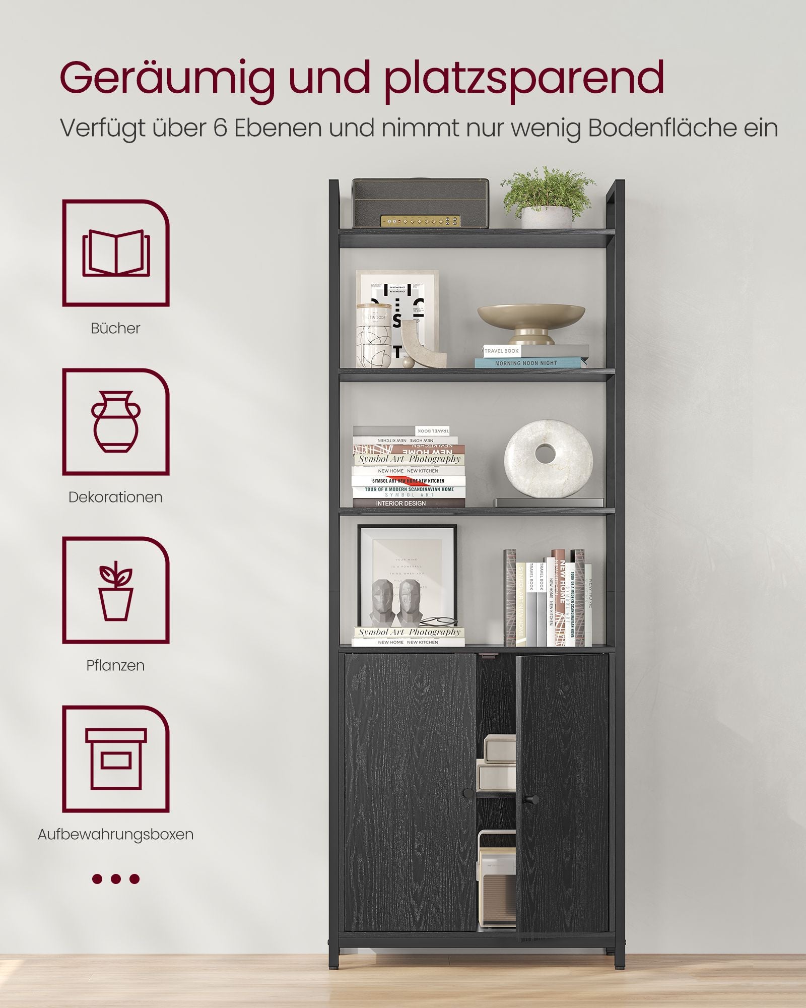 Boekenkast 24 X 60 X 159,5 Cm Ebbenhout Zwart-Inktzwart