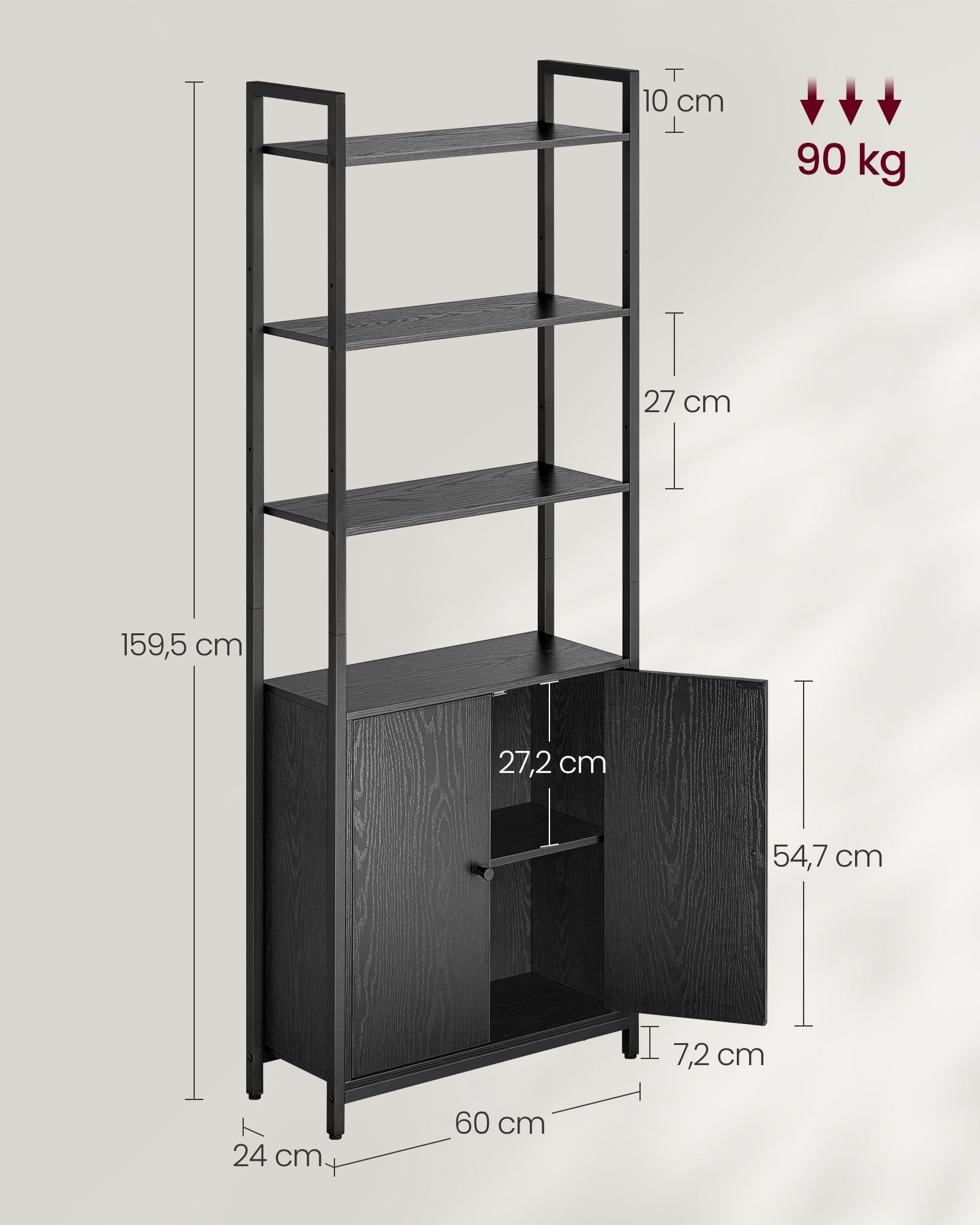 Boekenkast 24 X 60 X 159,5 Cm Ebbenhout Zwart-Inktzwart