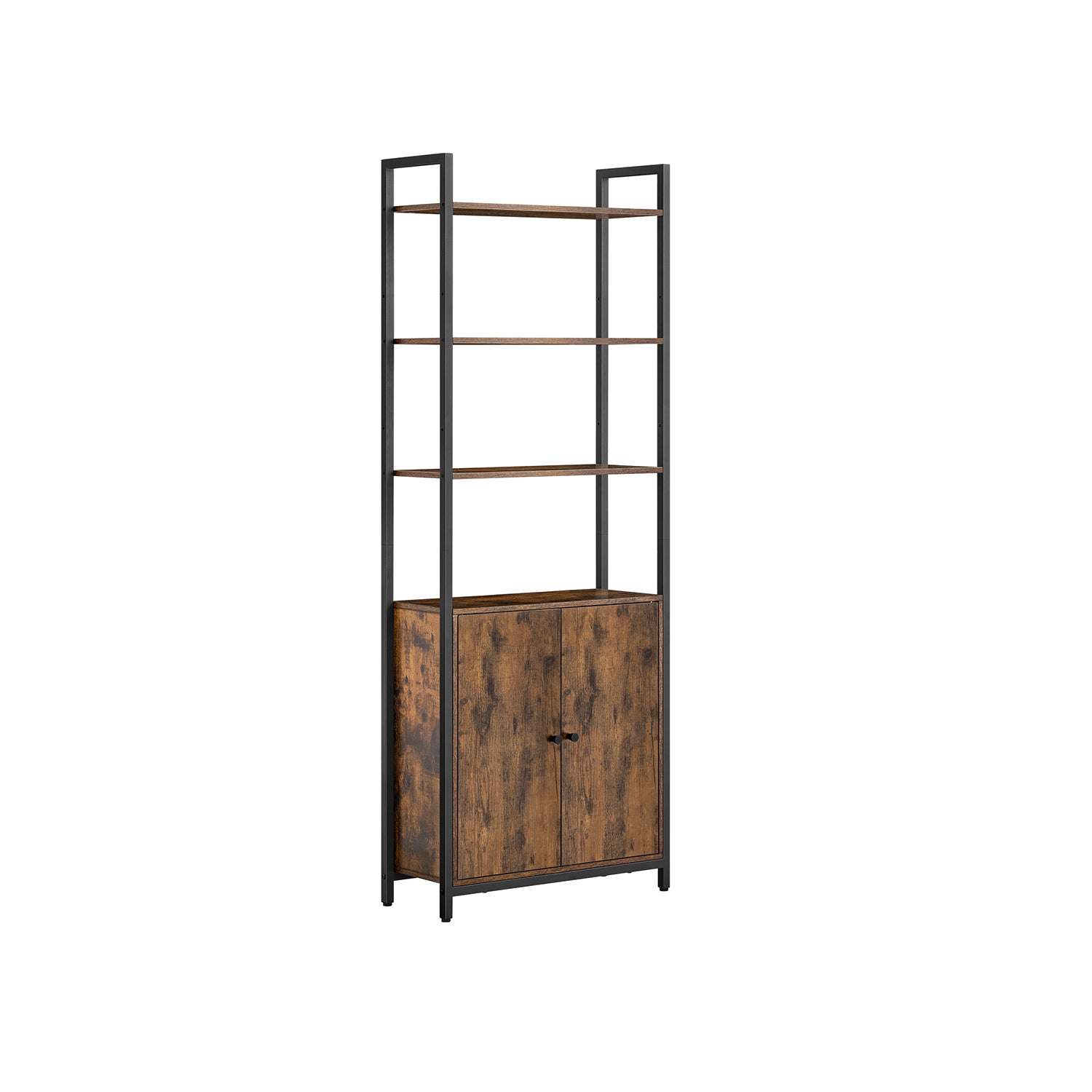 Boekenkast met verstelbare poten – Vintage design – 66 x 30 x 153 cm – Met kantelbeveiliging
