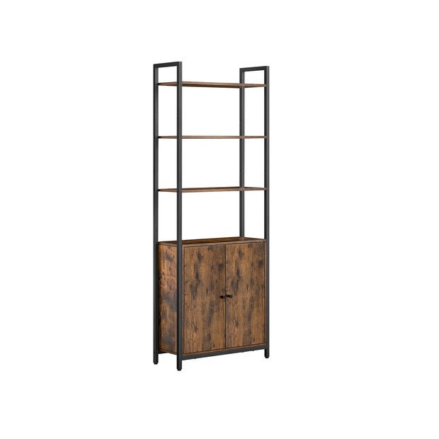 Boekenkast met verstelbare poten – Vintage design – 66 x 30 x 153 cm – Met kantelbeveiliging