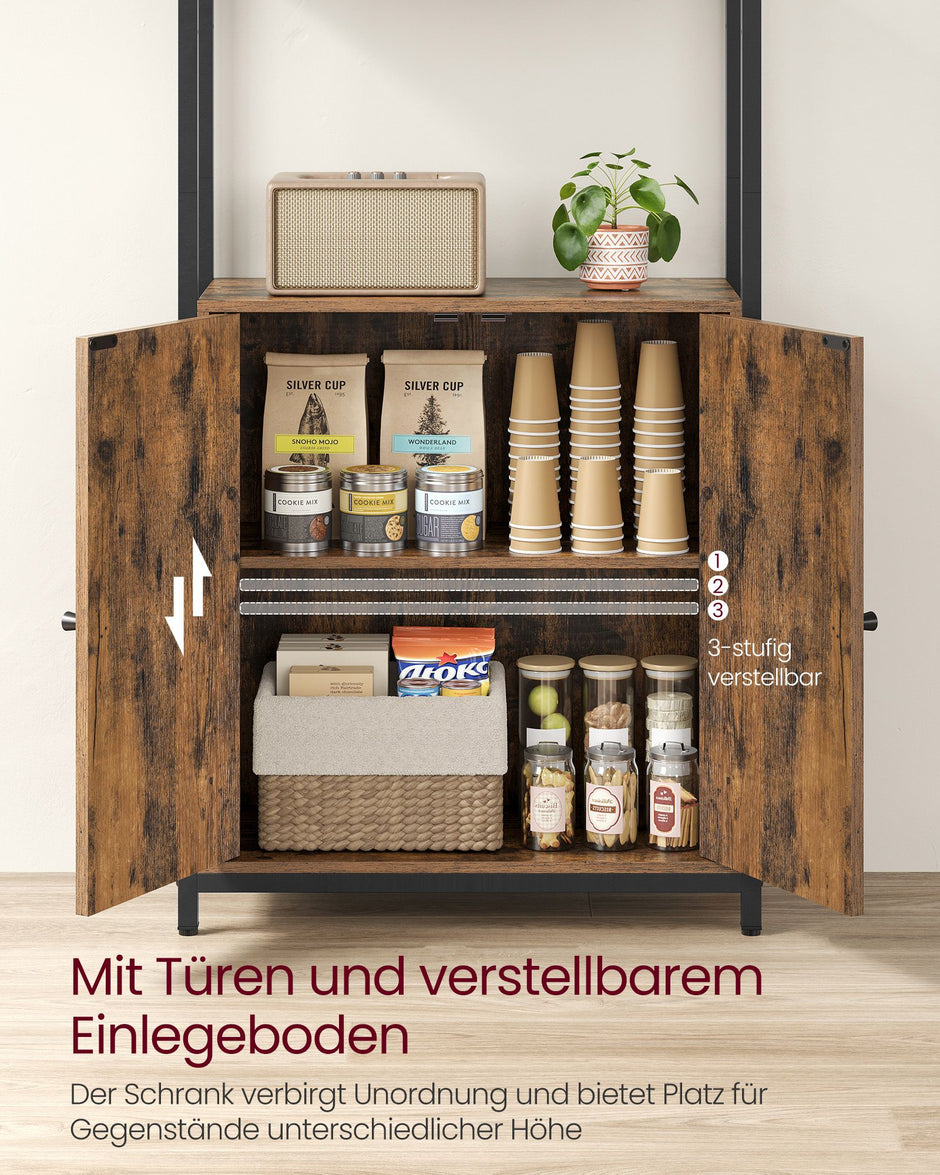 Boekenkast met verstelbare poten – Vintage design – 66 x 30 x 153 cm – Met kantelbeveiliging