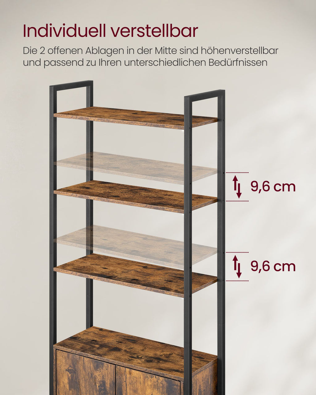 Boekenkast 24 X 60 X 159,5 Cm Vintage Bruin-Inktzwart