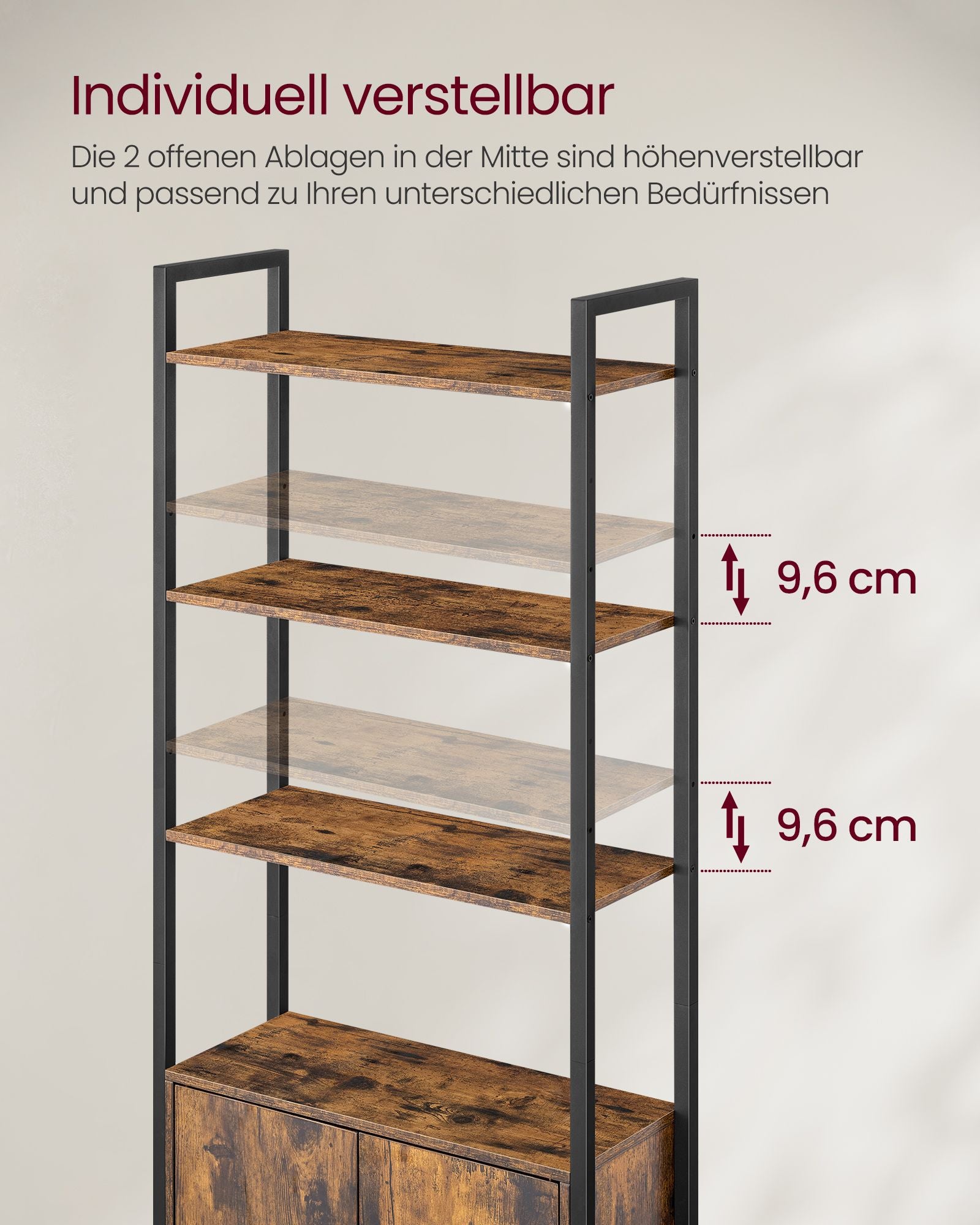 Boekenkast 24 X 60 X 159,5 Cm Vintage Bruin-Inktzwart