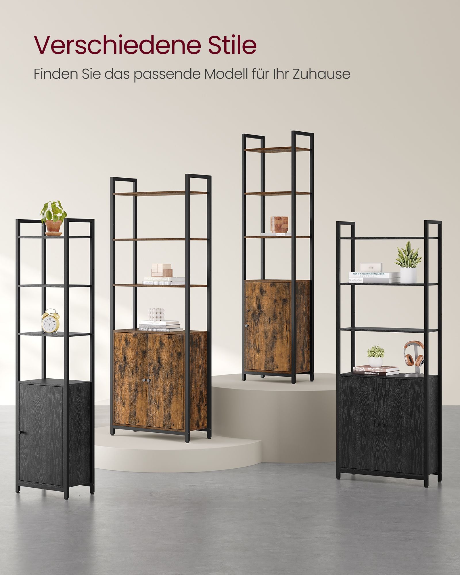 Boekenkast 24 X 60 X 159,5 Cm Vintage Bruin-Inktzwart