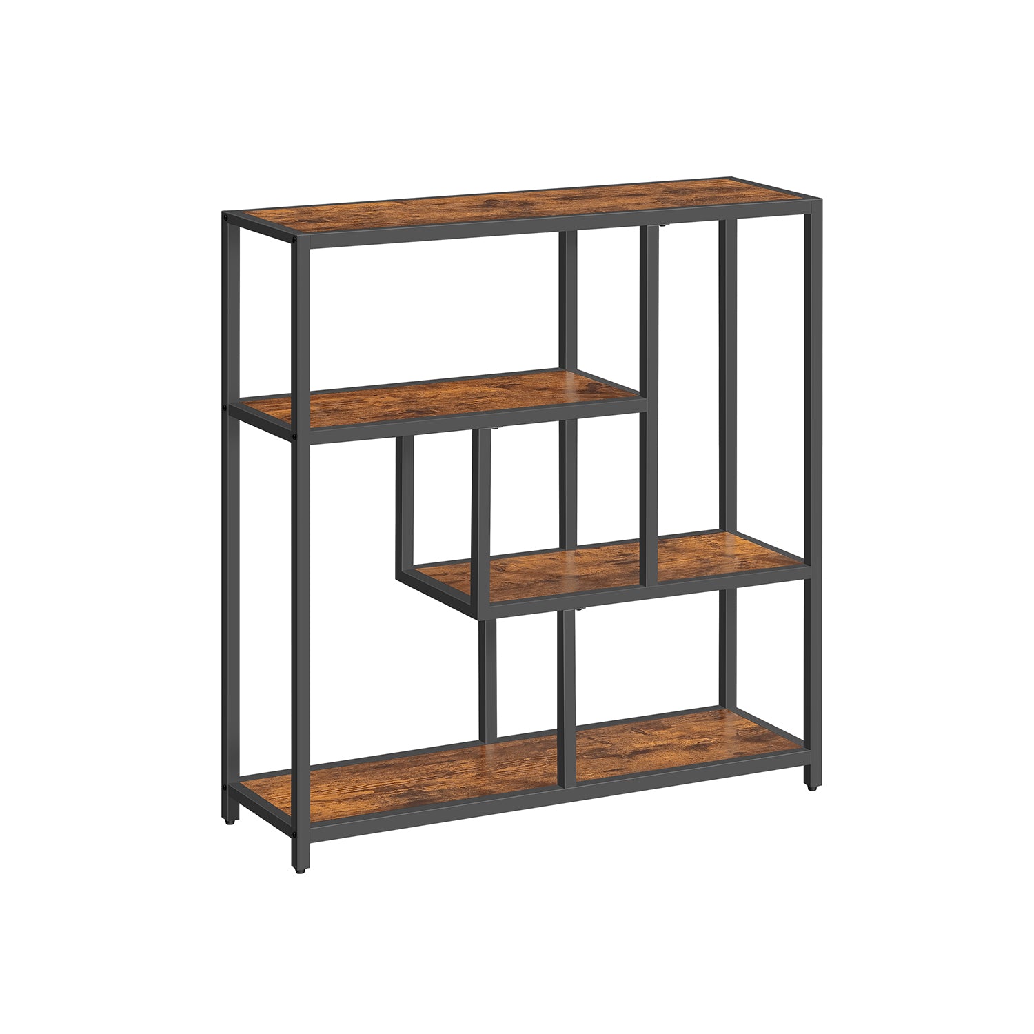 Boekenkast Met 4 Planken Vintage Bruin-Inktzwart