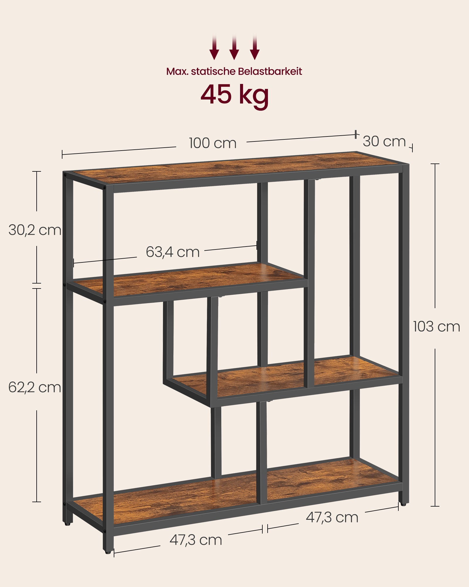 Boekenkast Met 4 Planken Vintage Bruin-Inktzwart