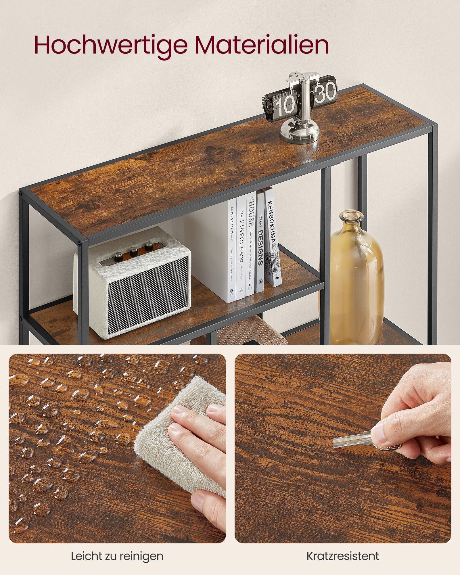 Boekenkast Met 4 Planken Vintage Bruin-Inktzwart