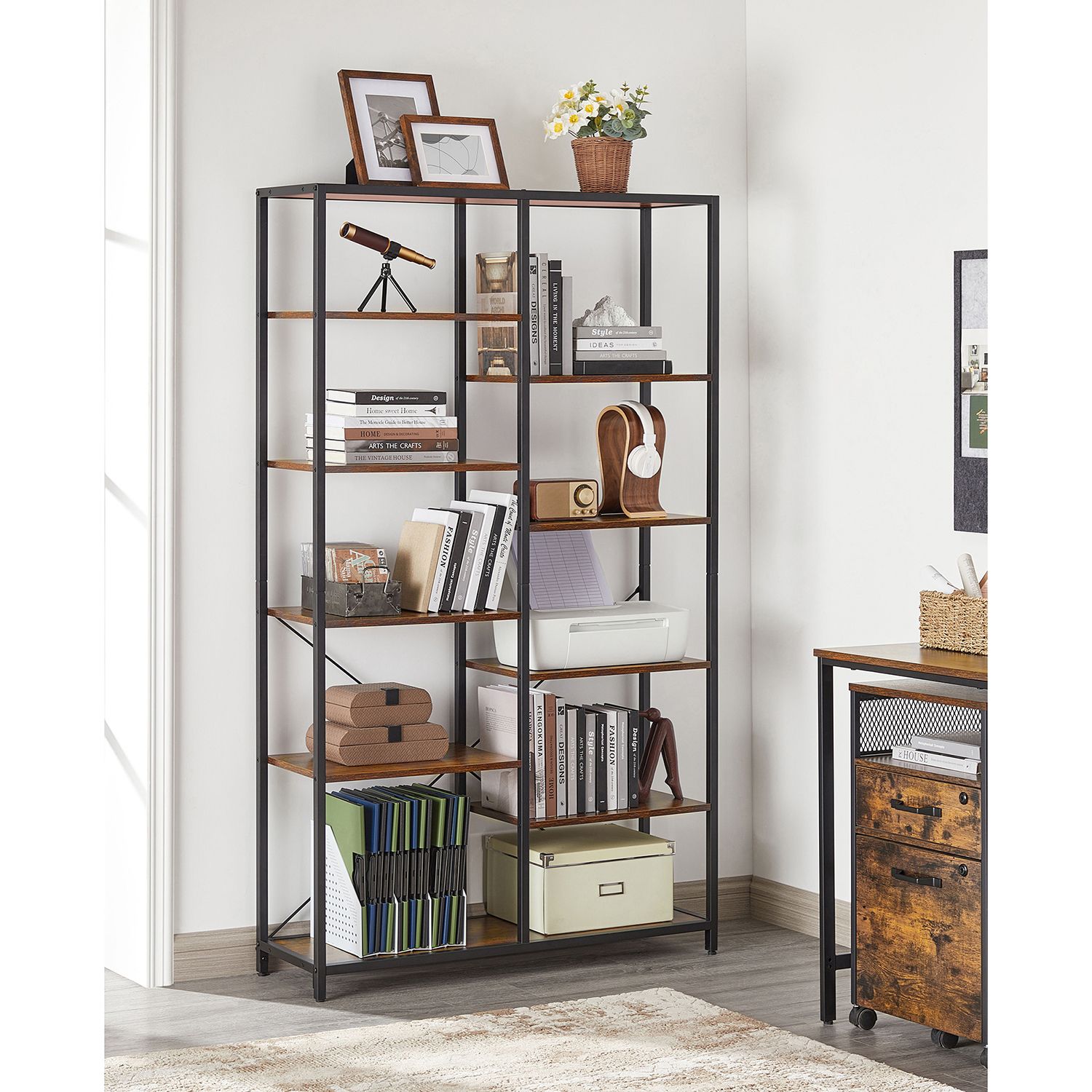 Boekenkast - Decoratieve kast - Opslagkast - Vintage Bruin / Zwart