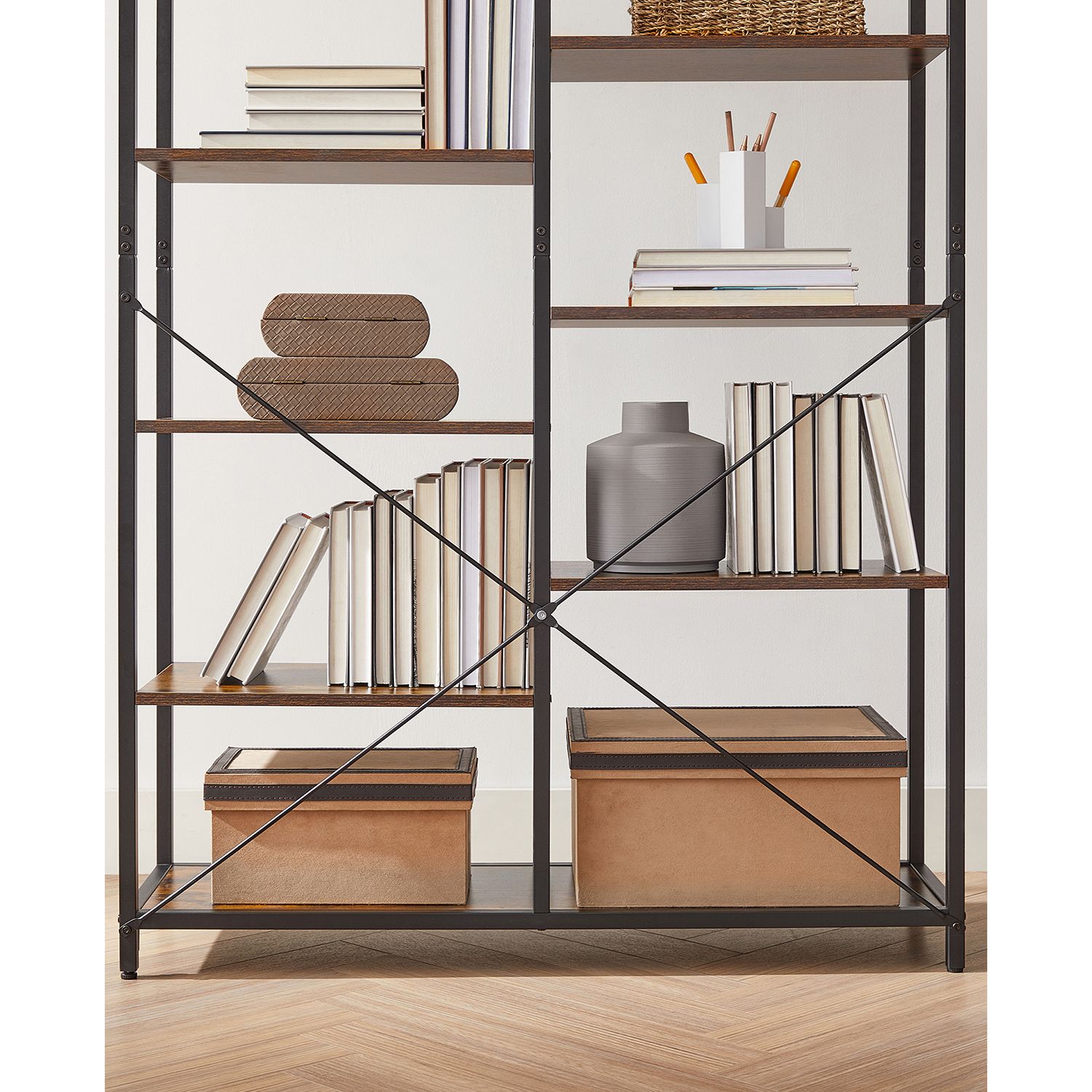 Boekenkast - Decoratieve kast - Opslagkast - Vintage Bruin / Zwart