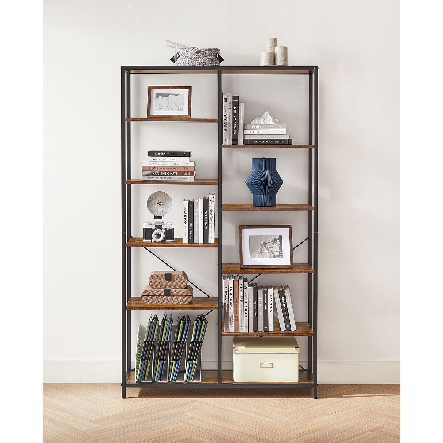 Boekenkast - Decoratieve kast - Opslagkast - Vintage Bruin / Zwart