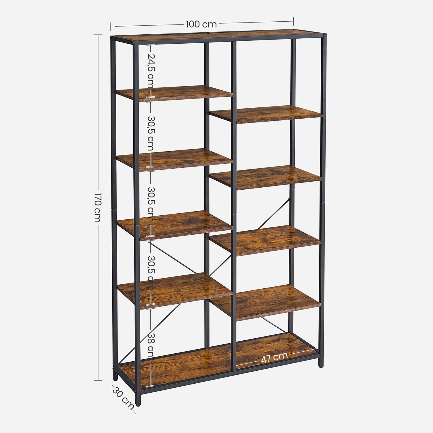 Boekenkast - Decoratieve kast - Opslagkast - Vintage Bruin / Zwart