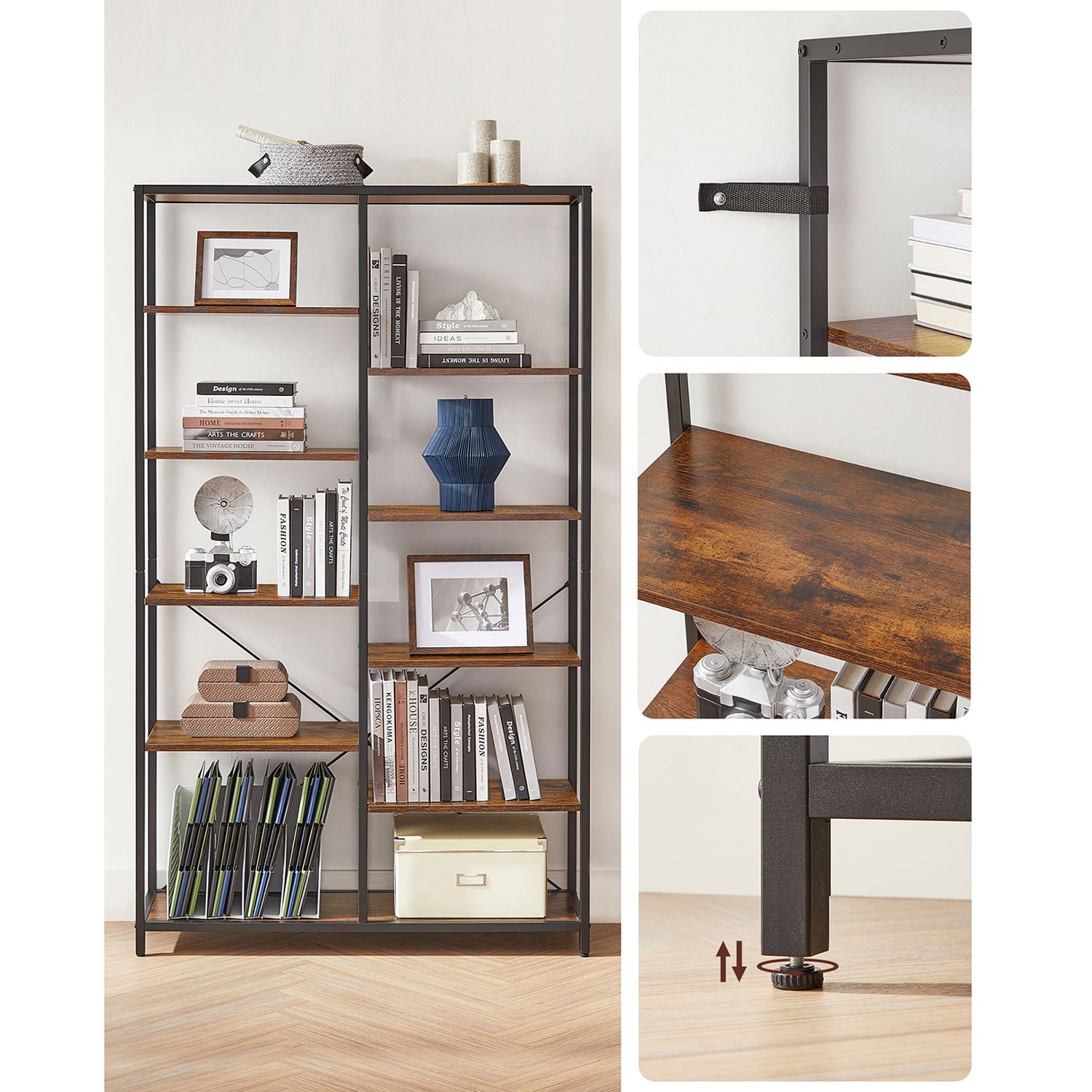 Boekenkast - Decoratieve kast - Opslagkast - Vintage Bruin / Zwart