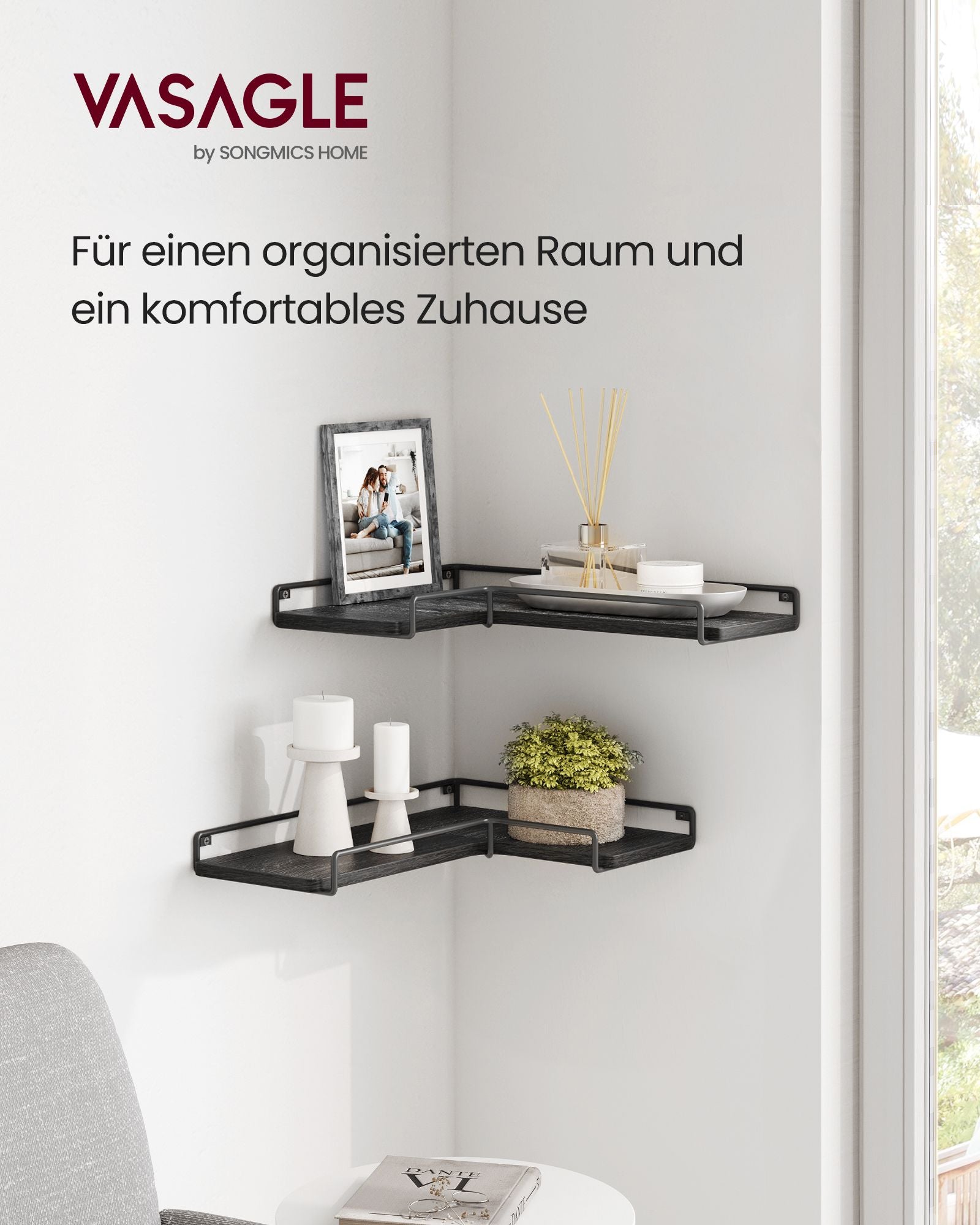 Hoekplank – L-vormig – industrieel design – zwart