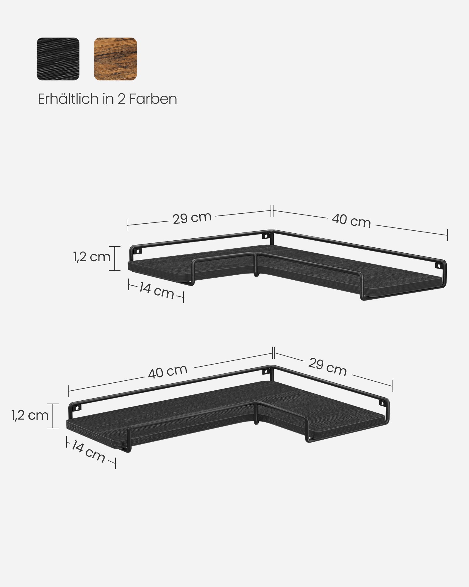 Hoekplank – L-vormig – industrieel design – zwart