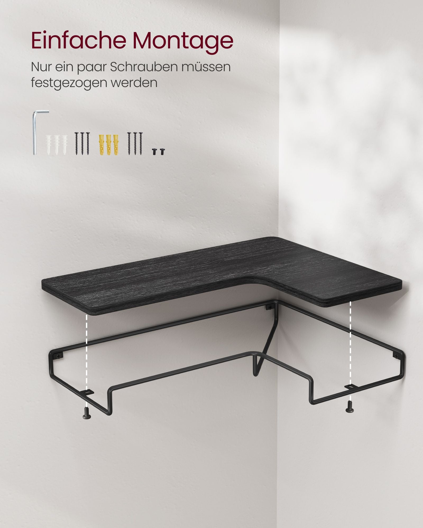 Hoekplank – L-vormig – industrieel design – zwart