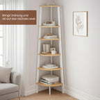 Boekenkast met 5 lagen – Industrieel design, naturel eiken en mat wit