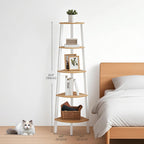 Boekenkast met 5 lagen – Industrieel design, naturel eiken en mat wit