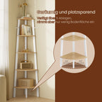 Boekenkast met 5 lagen – Industrieel design, naturel eiken en mat wit