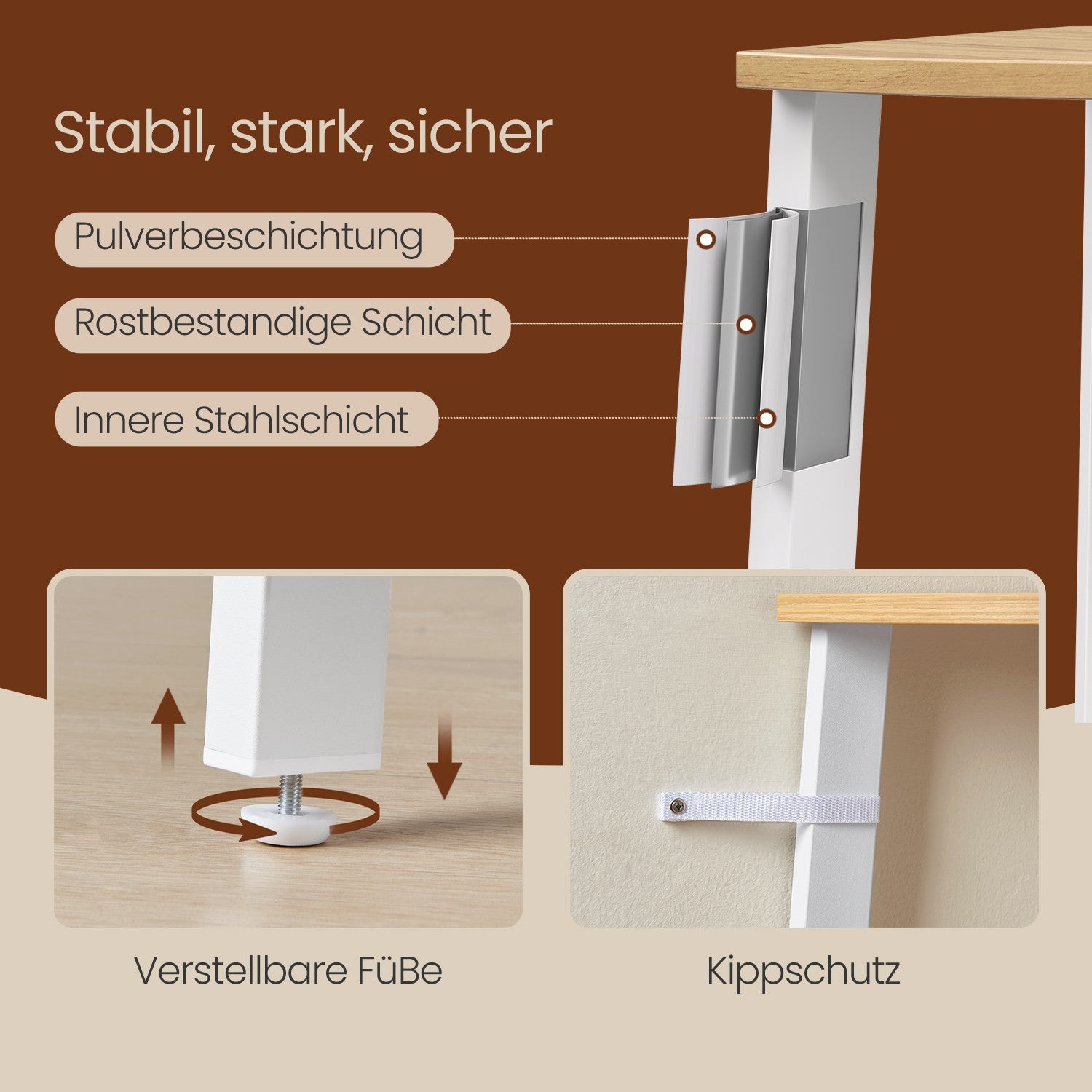 Boekenkast met 5 lagen – Industrieel design, naturel eiken en mat wit