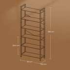 Boekenkast 6 niveaus, staande plank met stalen frame, vrijstaande plank