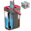 Dweilset met Emmer - 4 Microvezelhoezen - Gescheiden Waterkamers - Grijs-Rood