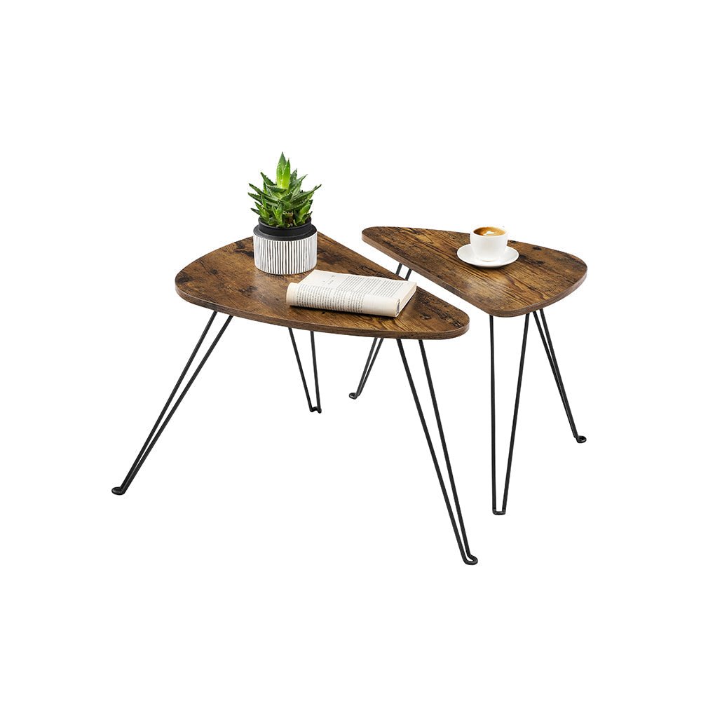 Bijzettafels - Set van 2 - Salontafel - Industrieel design - Bruin/Zwart