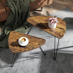 Bijzettafels - Set van 2 - Salontafel - Industrieel design - Bruin/Zwart