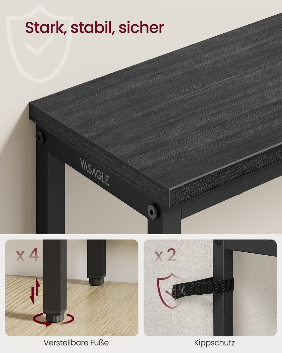 Consoletafel - 20 x 80 x 81,2 cm - tafelblad uit één stuk - eenvoudig te monteren - antracietgrijs met inktzwart - maximale belasting 25 kg
