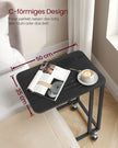 Nachtkastje – Beige bovenblad – Stalen frame – 25 kg draagvermogen – Mobiliteit met wieltjes