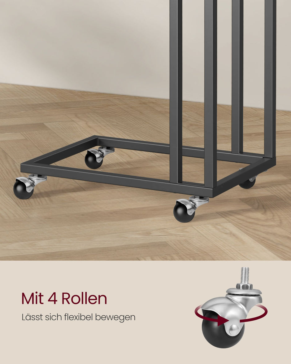 Nachtkastje – Beige bovenblad – Stalen frame – 25 kg draagvermogen – Mobiliteit met wieltjes