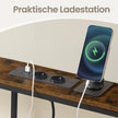 Consoletafel - 200 cm Breed - Met Oplaadstation - 2 Bladen - Bruin-Zwart
