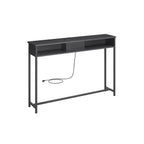 Consoletafel – met stopcontacten – ruimtebesparend – bruin-zwart