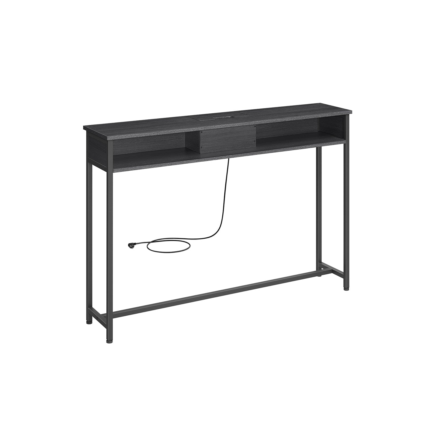 Consoletafel – met stopcontacten – ruimtebesparend – bruin-zwart