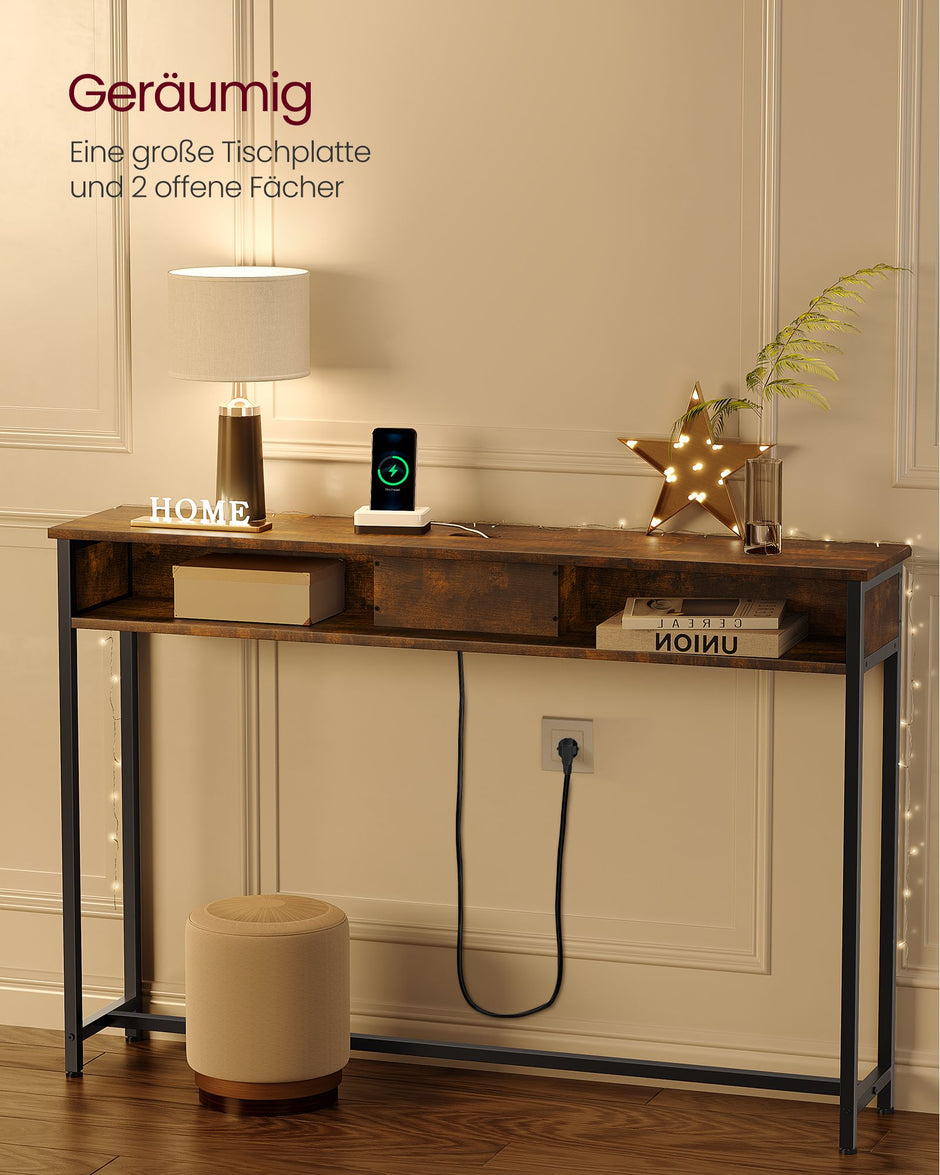 Salontafel vierkant – Met 2× stopcontacten – 2× USB – Verstevigd staal
