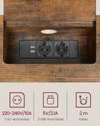 Consoletafel – met stopcontacten – ruimtebesparend – bruin-zwart