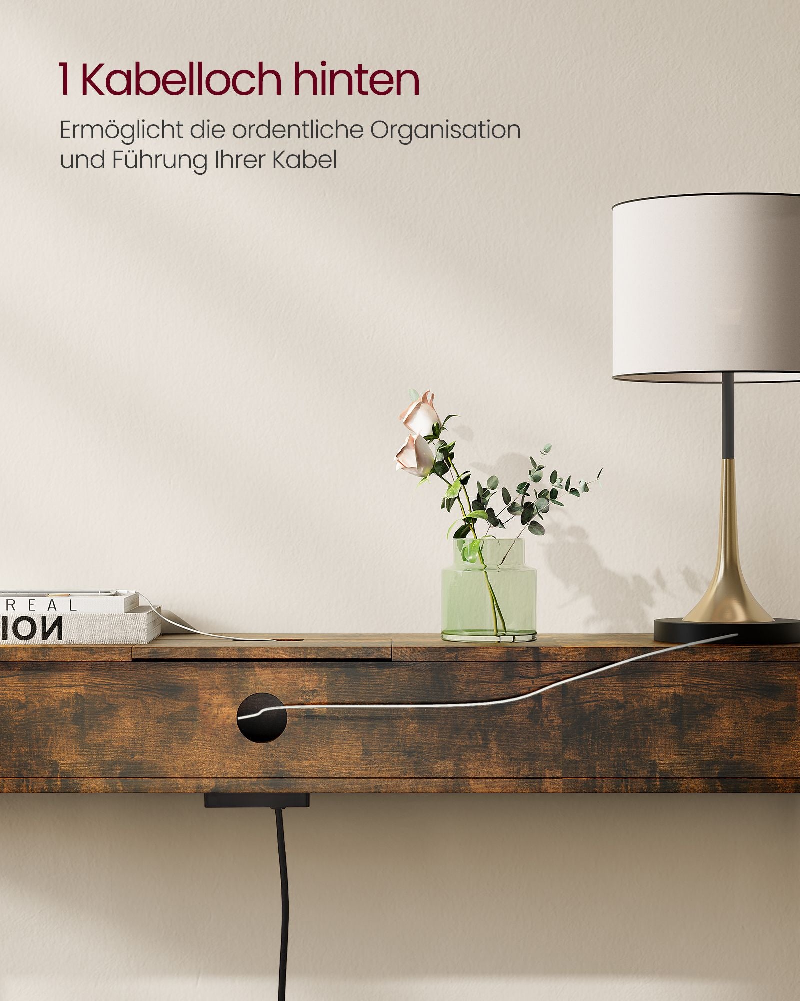 Consoletafel – met stopcontacten – ruimtebesparend – bruin-zwart