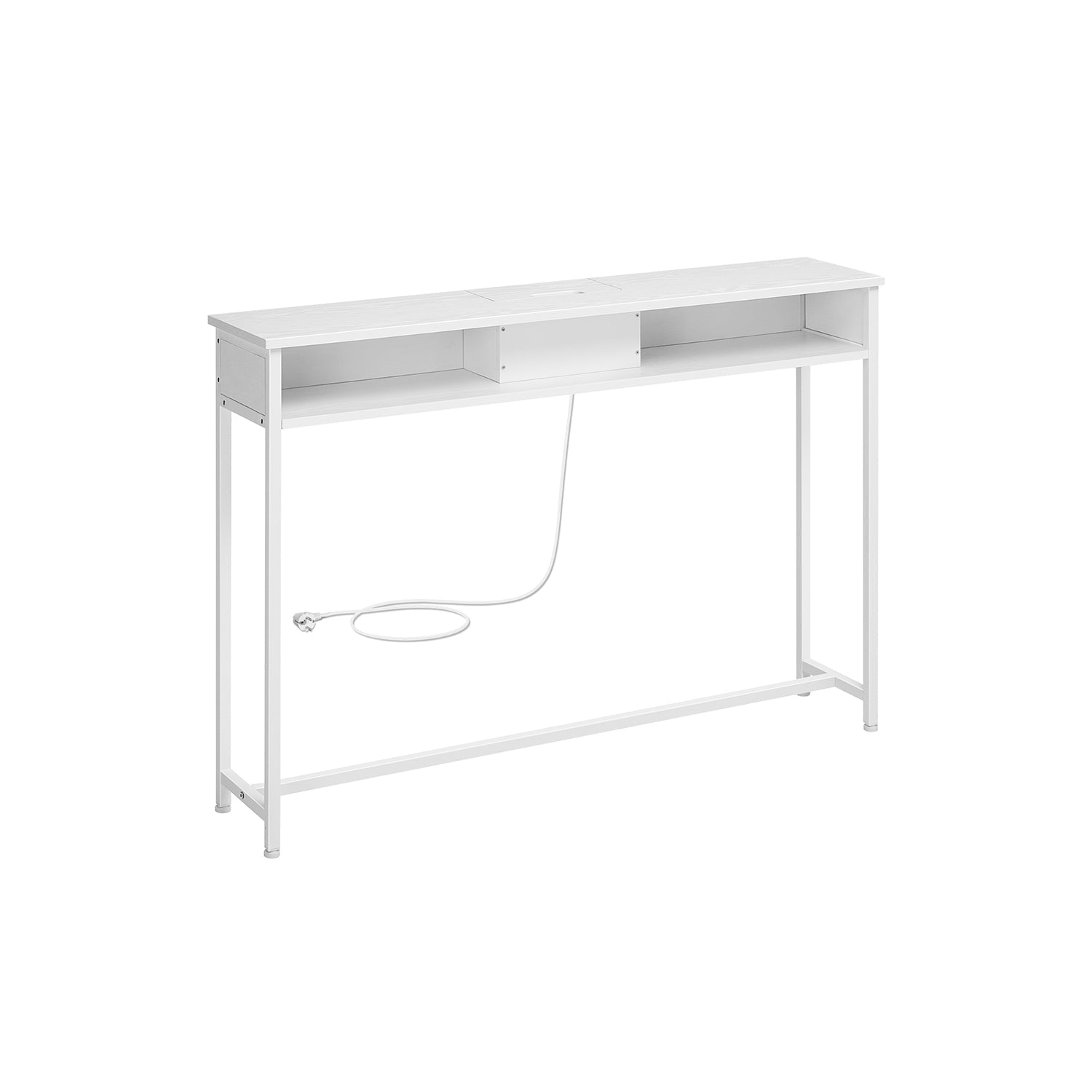 Consoletafel – met stopcontacten – ruimtebesparend – bruin-zwart