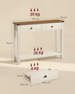 Sidetable - Smal met Schuifladen - Wolkwit, aardbruin - 100 x 24 x 76 cm