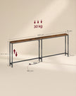 Sidetable met Stopcontact – In Hoogte Verstelbaar – 200 cm – Smal – Rustiek Bruin en Zwart