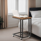 Bijzettafel op wielen – C-vormige salontafel, industrieel design