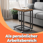 Bijzettafel op wielen – C-vormige salontafel, industrieel design