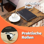 Bijzettafel op wielen – C-vormige salontafel, industrieel design
