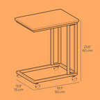 Bijzettafel op wielen – C-vormige salontafel, industrieel design